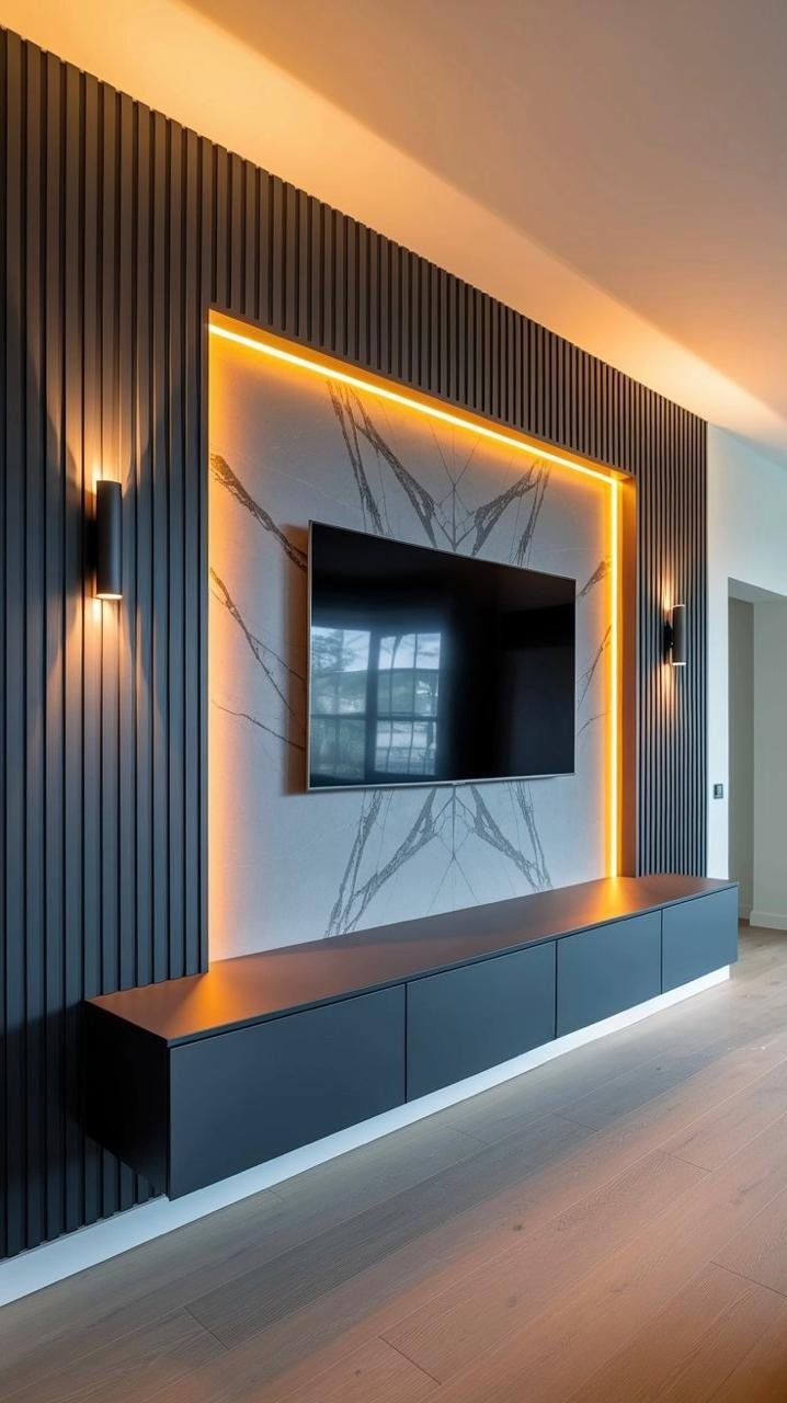 Custom TV unit and media feature wall 2