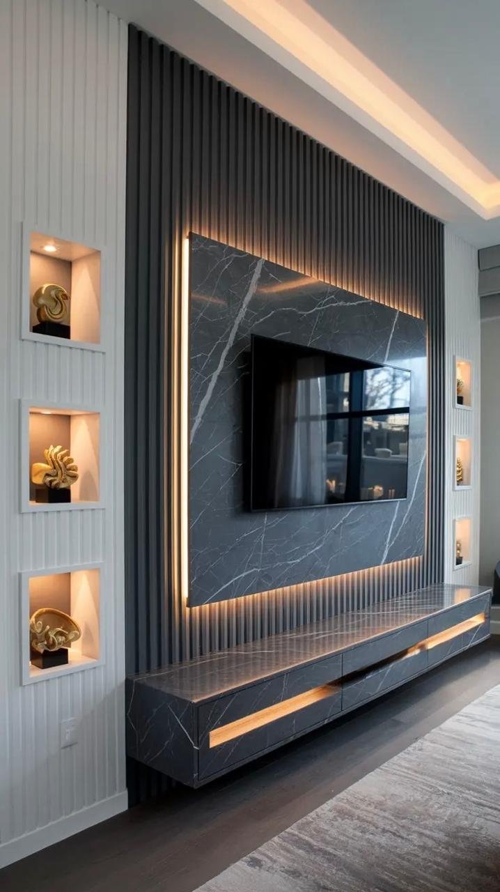 Custom TV unit and media feature wall 9