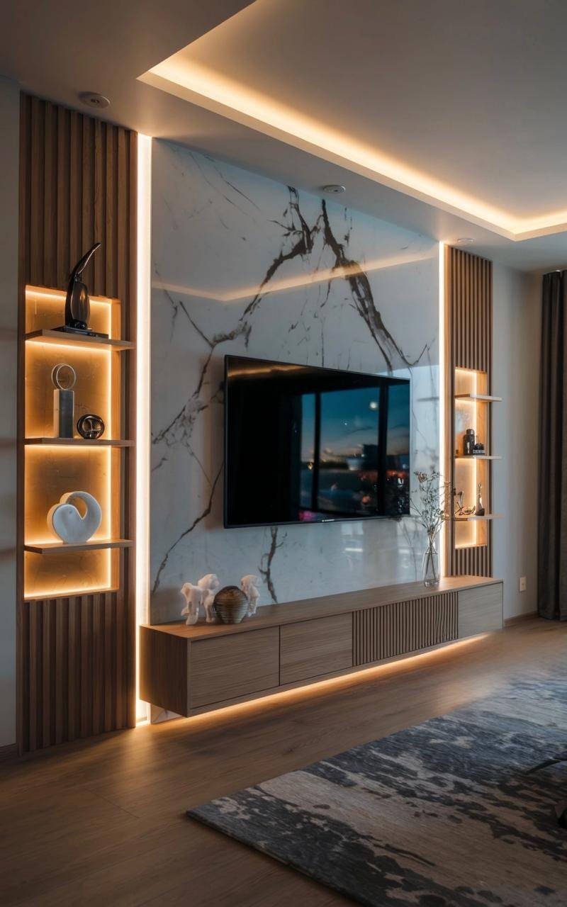 Custom TV unit and media feature wall 15