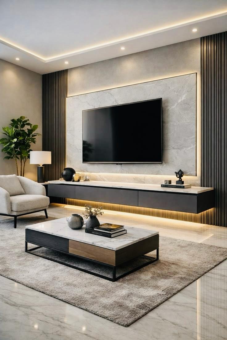Custom TV unit and media feature wall 27